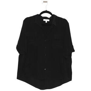 Ipekyol 100% Silk Black Button Up Blouse Size 12